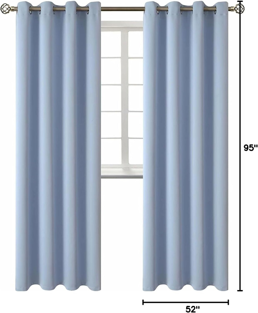 BGment Blackout Curtains for Living Room - Grommet Thermal Insulated Room Darkening Curtains for Bedroom, 2 Panels of 52 x 95 Inch, Spa Blu…