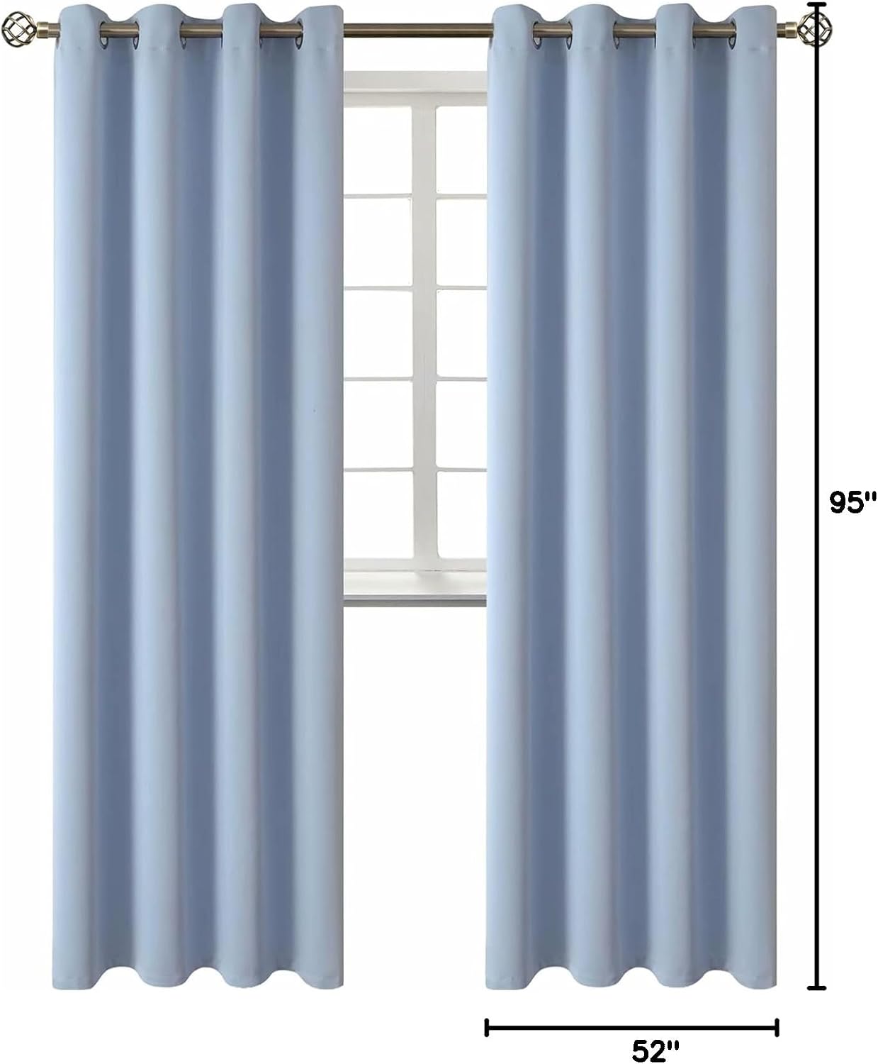 BGment Blackout Curtains for Living Room - Grommet Thermal Insulated Room Darkening Curtains for Bedroom, 2 Panels of 52 x 95 Inch, Spa Blu…