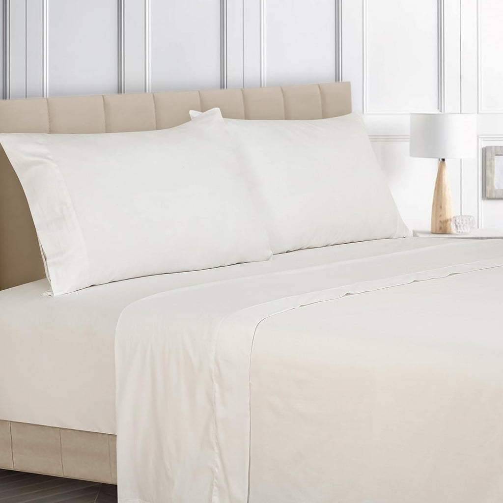 Royalelinens ROYALE LINENS Bamboo Viscose Queen Sheet Set - Cooling Bed Sheet Set - 1 Fitted, 1 Flat & 2 Pillowcase - Fits Up to 16" - Orga…