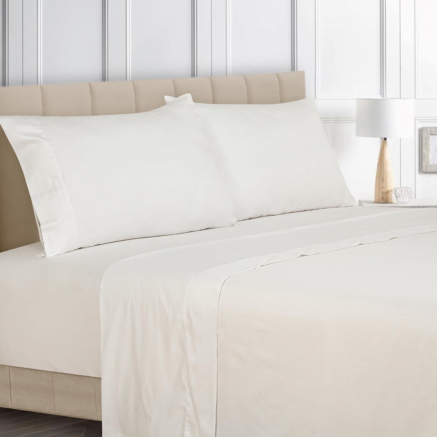 Royalelinens ROYALE LINENS Bamboo Viscose Queen Sheet Set - Cooling Bed Sheet Set - 1 Fitted, 1 Flat & 2 Pillowcase - Fits Up to 16" - Orga…