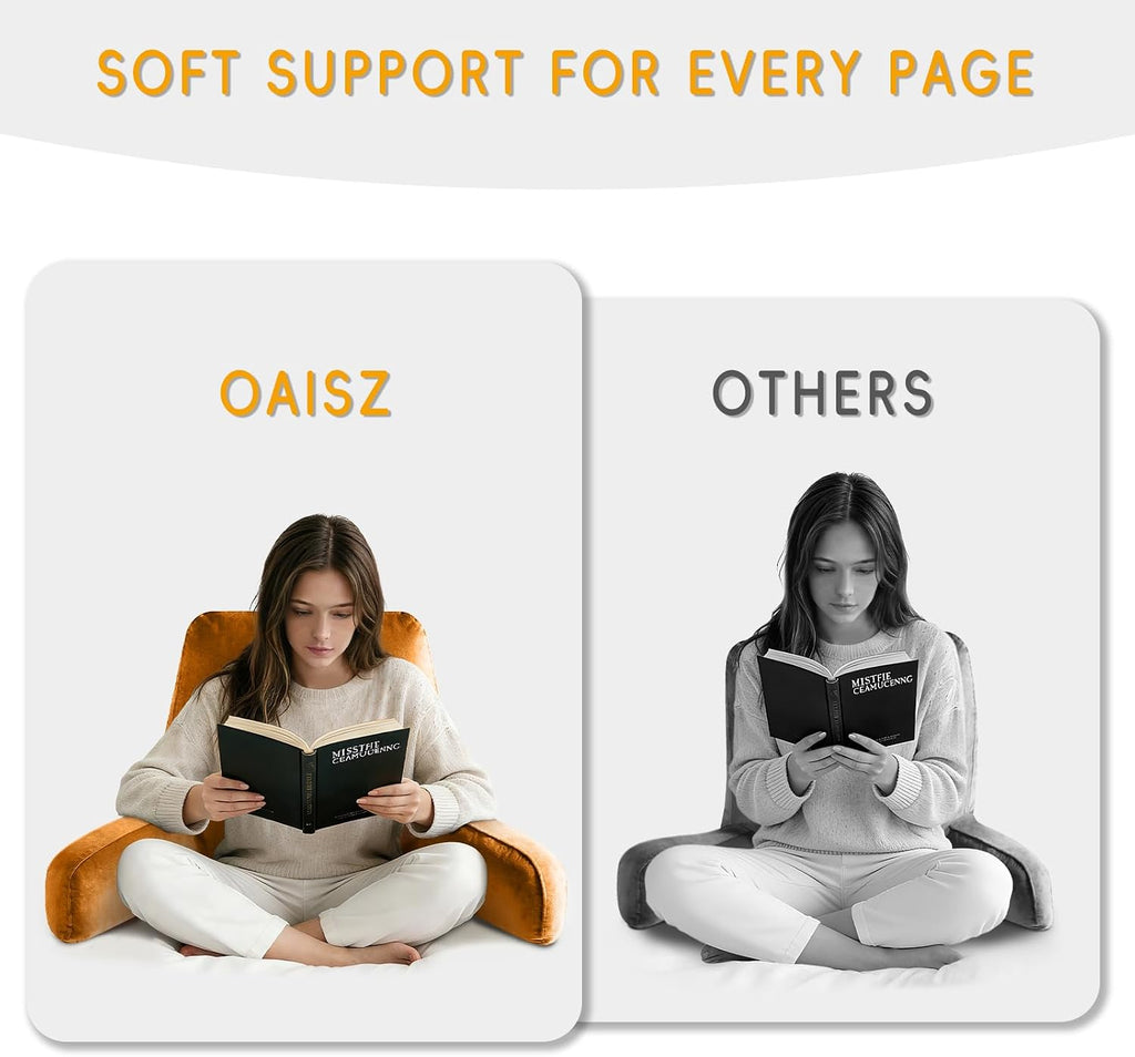 OAISZ Reading Pillow for Sitting in Bed Adult, X-Large Reading Pillow with Shredded Memory Foam, Back Pillow for Sitting Up with Extend…