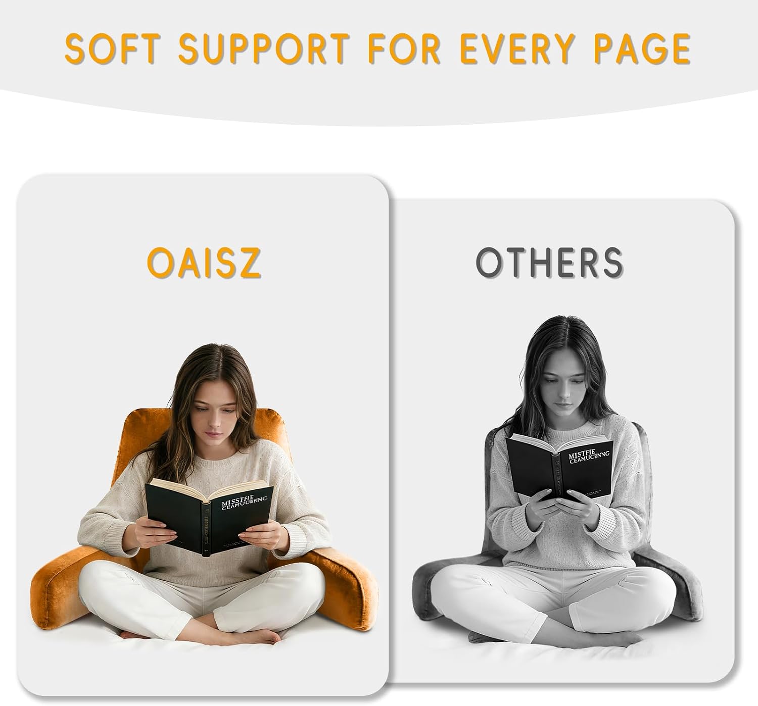 OAISZ Reading Pillow for Sitting in Bed Adult, X-Large Reading Pillow with Shredded Memory Foam, Back Pillow for Sitting Up with Extend…