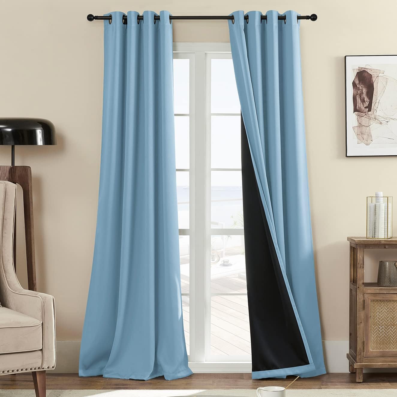 Rutterllow 100% Blackout Curtains, 84 Inches Long Heat and Full Light Blocking Drapes for Nursery, Thermal Insulated Window Treatment Drape…
