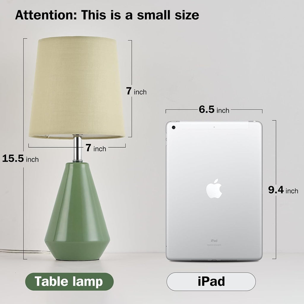 Small Bedside Table Lamp for Bedroom-Reading Desk Lamp Set of 2, with 3 Color Temperatures,15.5" Nightstand Ceramic Lamp with Fabric Shade…