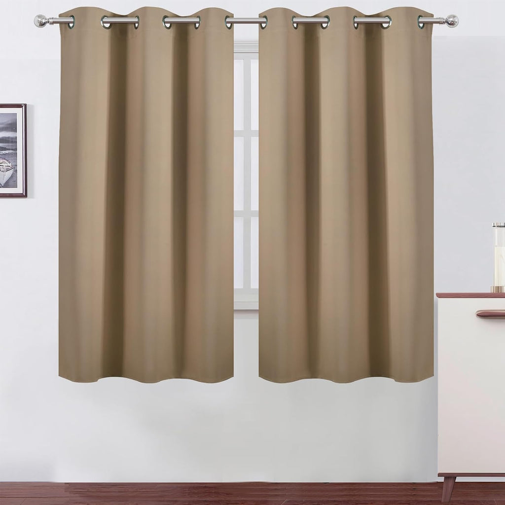 Lemomo Natural Thermal Blackout Curtains/38 x 63 Inch/Set of 2 Panels Room Darkening Curtains for Bedroom 63 Inch silver