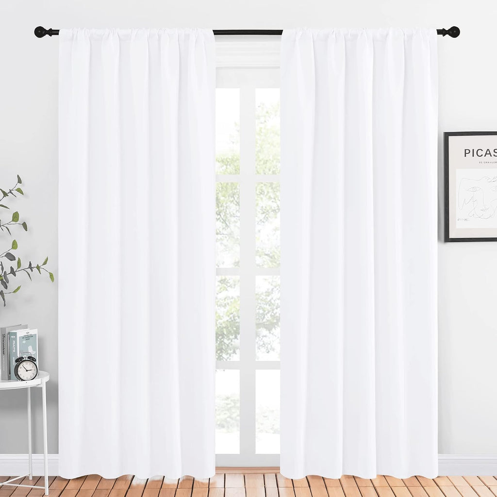 NICETOWN White Bedroom Curtain Panels - Multi-Function Noise Reducing Performance Window Treatment Thermal Insulated Rod Pocket Room…
