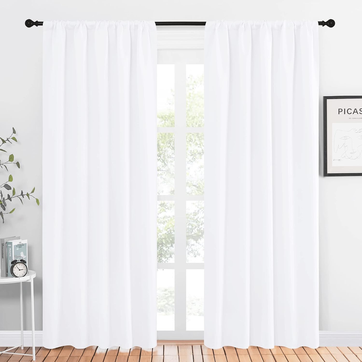 NICETOWN White Bedroom Curtain Panels - Multi-Function Noise Reducing Performance Window Treatment Thermal Insulated Rod Pocket Room…