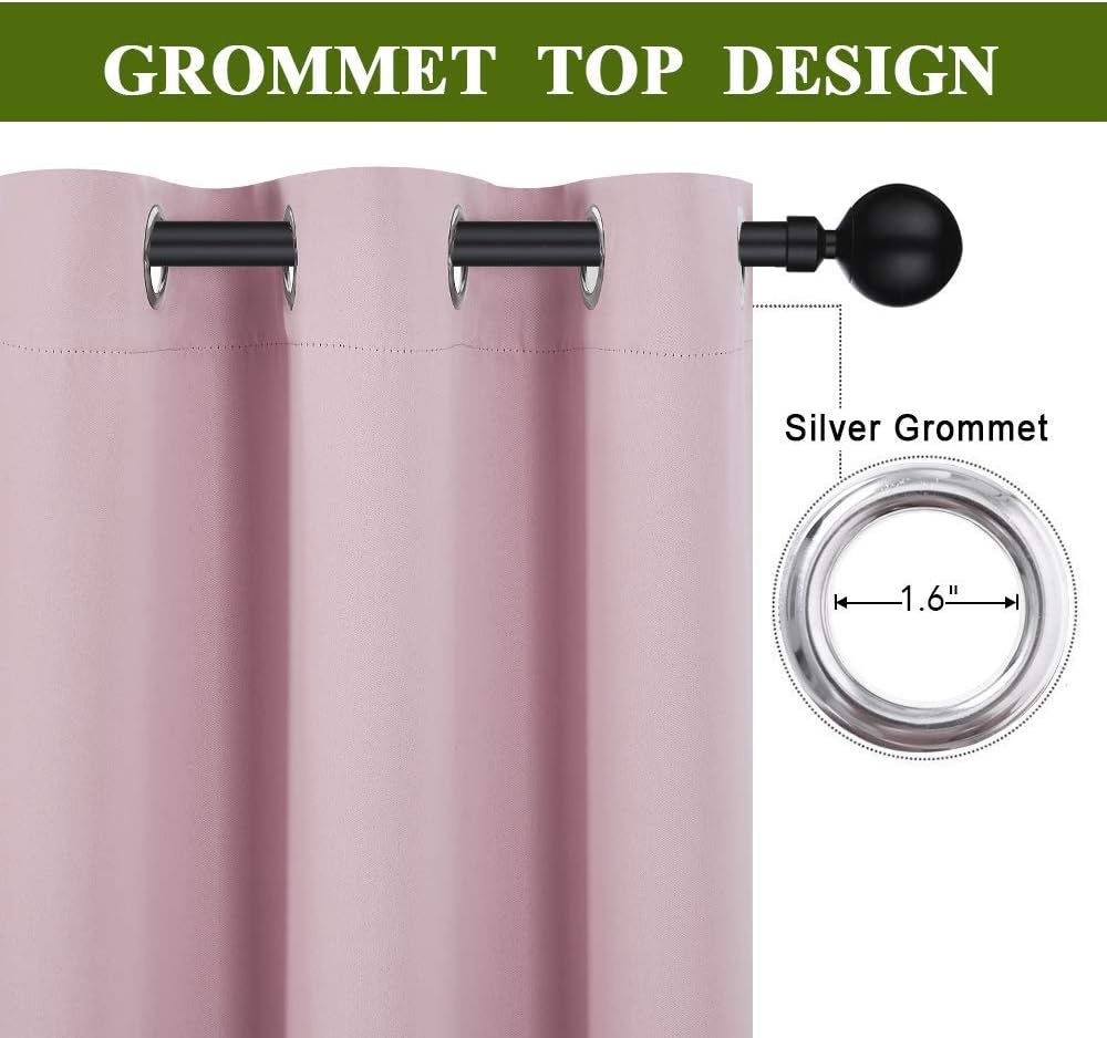 NICETOWN Room Darkening Curtain for Kids Bedroom Nursery Essential Thermal Insulated Solid Grommet Top Drape Panel (Lavender Pink=Baby…