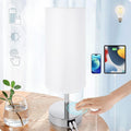 Yarra-Decor Bedside Lamp with USB Port - Touch Control Table Lamp for Bedroom 3 Way Dimmable Nightstand Lamp with Round White Fabric…