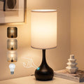 ONEWISH Touch Bedside Lamp for Bedroom, 3-Way Dimmable Table Lamps for Nightstand, White Fabric Shade Desk Lamp for Kids Reading, Living…
