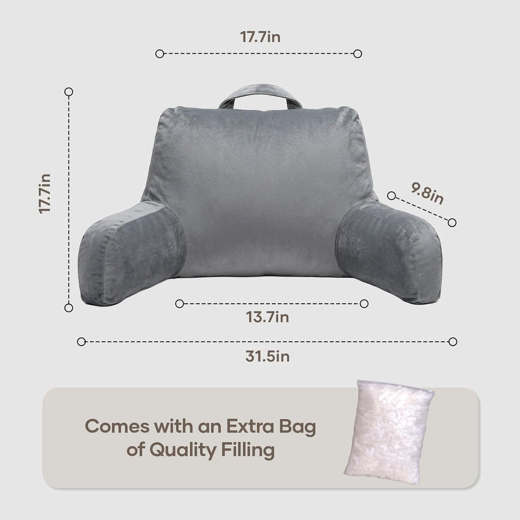 NOONTIDE Reading Pillow for Sitting up in Bed and Couch, Large Back Pillow for Adult & Teens with Soft Adjustable Neck Roll Backrest…
