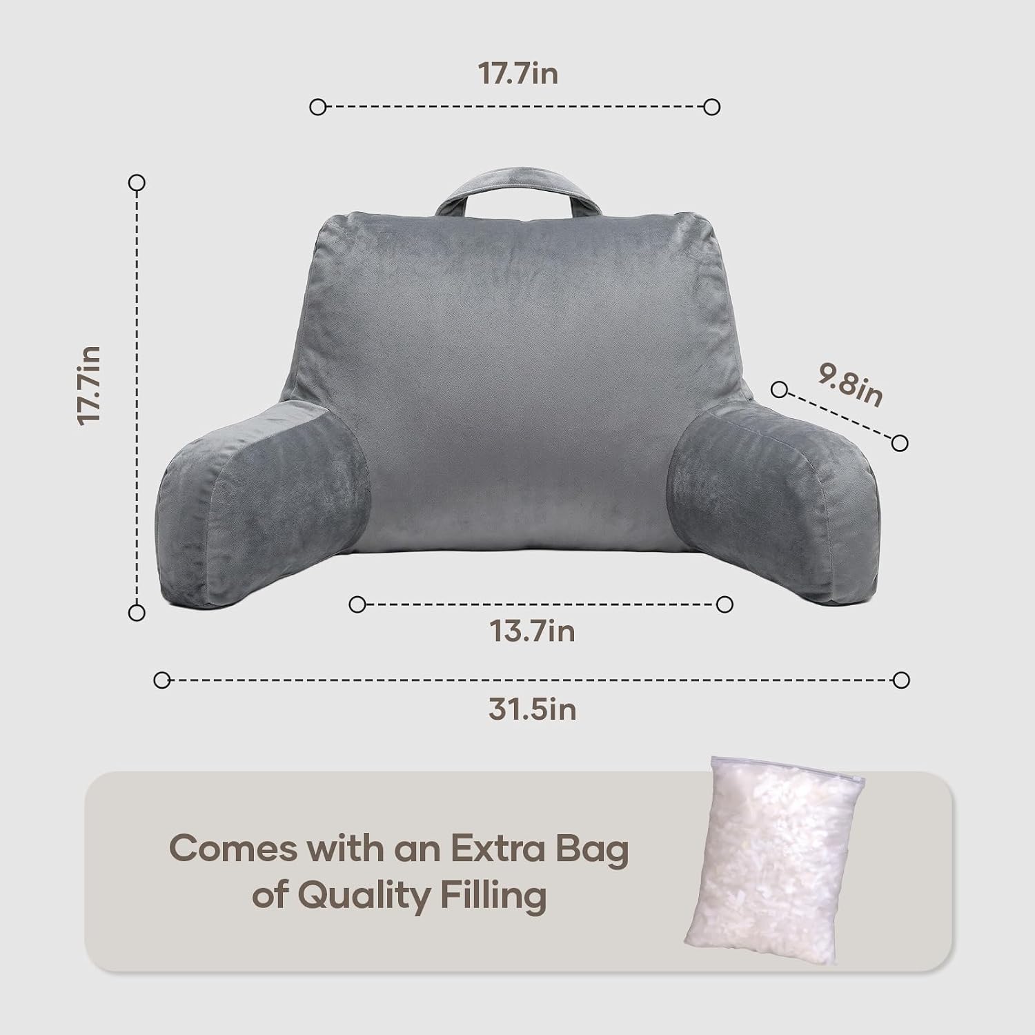 NOONTIDE Reading Pillow for Sitting up in Bed and Couch, Large Back Pillow for Adult & Teens with Soft Adjustable Neck Roll Backrest…