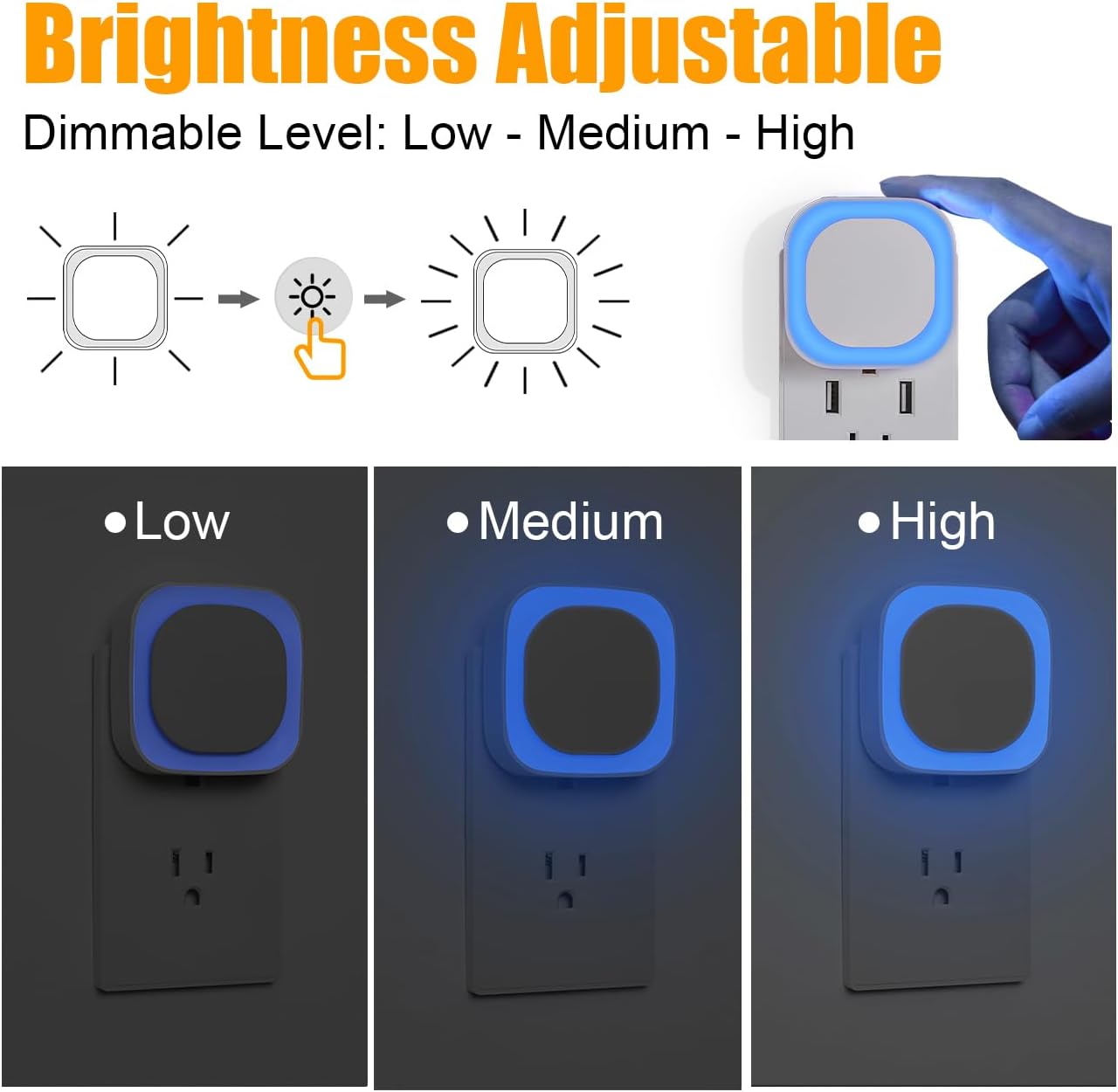 YUNLEX 4 Pack Azure Night Light, Crisp Modern Glow with Dimmable Soft Light & Indirect Reflection, Auto Dusk to Dawn Sensor, Plug in LED…