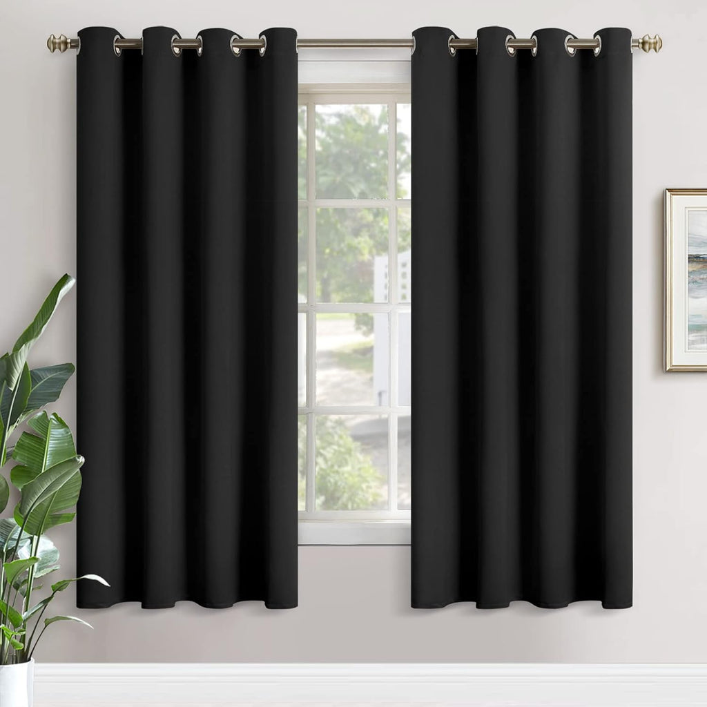 YoungsTex 72 Inches Length Blackout Curtains for Bedroom 2 Panels - Black Thermal Insulated Drapes with Grommet Room Darkening for Living R…