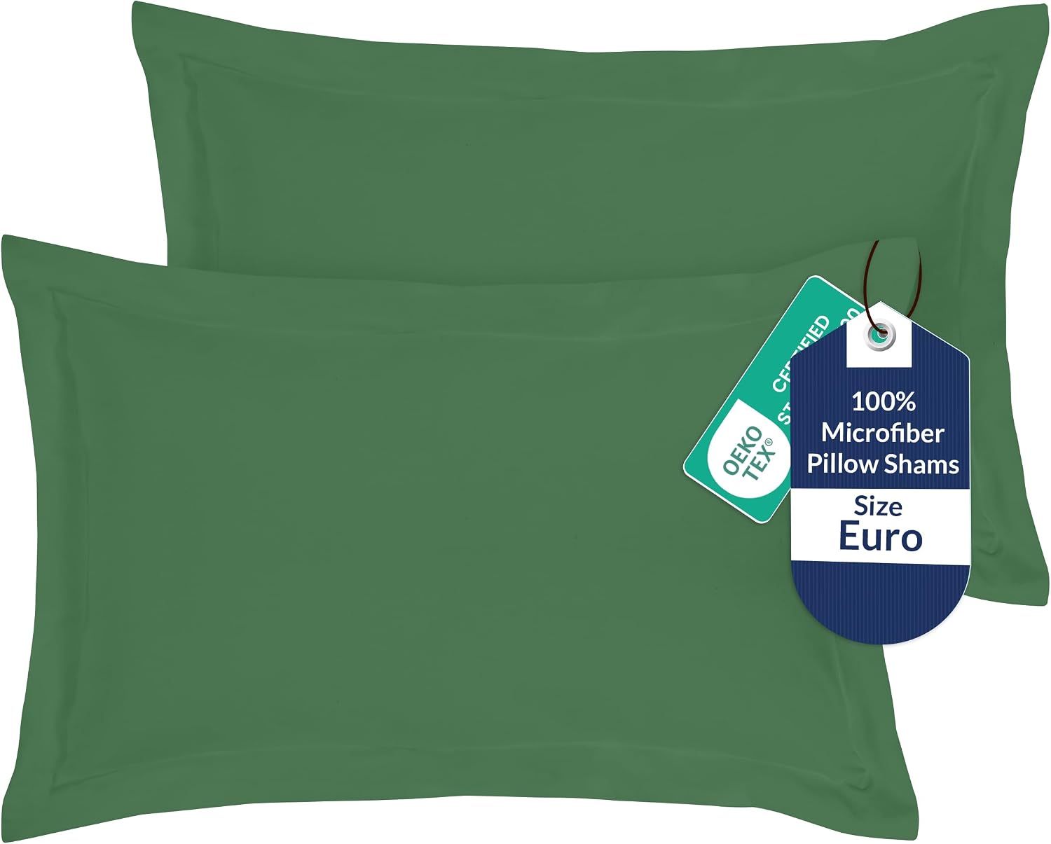 Royalelinens Royale Linens Pillow Shams 2 Pack Euro Size 26x26 Inch- Brushed 1800 Microfiber - Bed Pillow Shams, Wrinkle Resistant Super So…