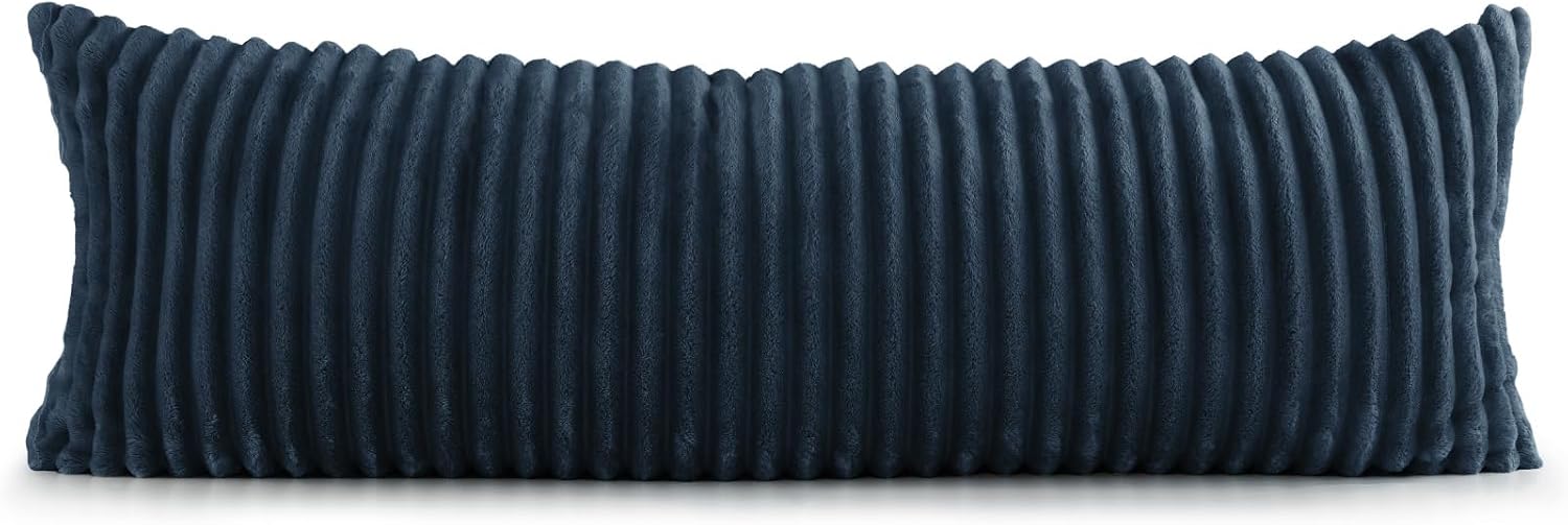 Bedelite Fluffy Faux Fur Body Pillow Cover with Zipper, Luxury Plush 3D Striped Pillow Cover 20x54 Inches, Super Soft and Cozy Long Body Pi…
