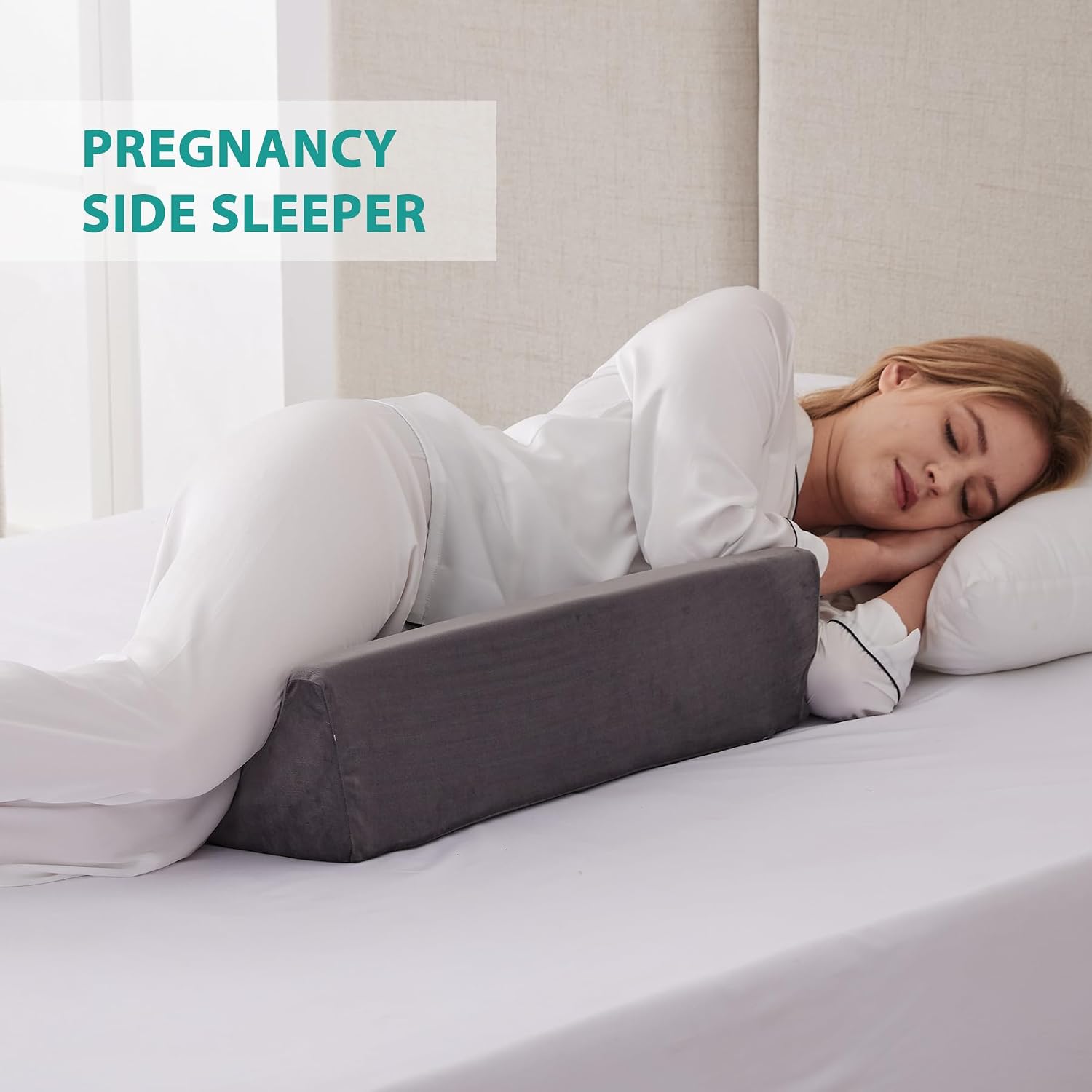 Bedluxe Wedge Pillow for Side Sleeping, Comfort Foam Back Pillow for Side Sleeper, Bed Wedges & Body Positioners for After Surgery, Pregnan…