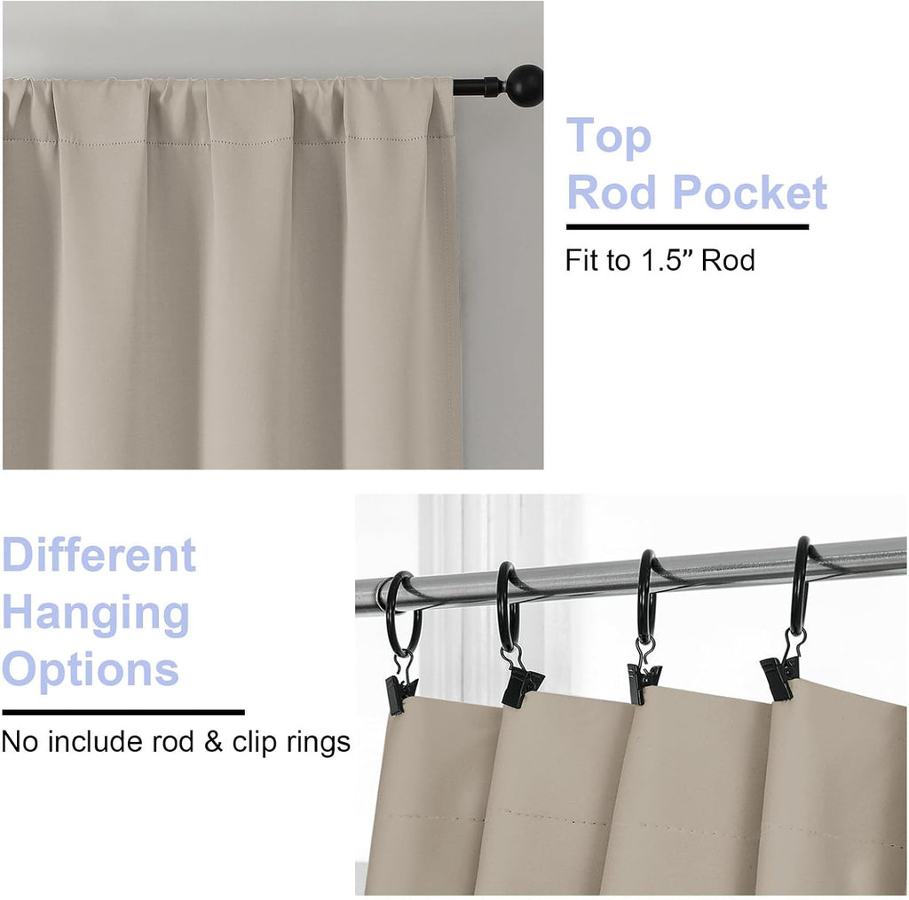 Simplebrand Ava Stone Blackout Curtains for Bedroom 96 Inches Long 2 Panels, Solid Thermal Insulated, Energy Saving Living Room Window Trea…