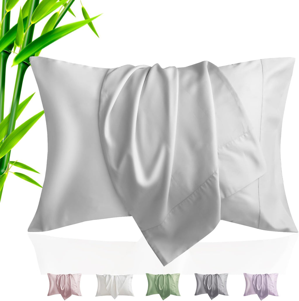 TELUS Pillow Cases King Size 2 Pack, Bamboo Rayon & Lyocell Pillowcase with Envelope Closure, Cooling Breathable Pillow Cover for Hot…
