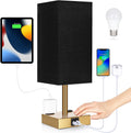 Bedside Lamp with USB Ports - Touch Control Table Lamp for Bedroom with USB C+A Charging Ports & AC Outlets, 3 Way Dimmable Nightstand…