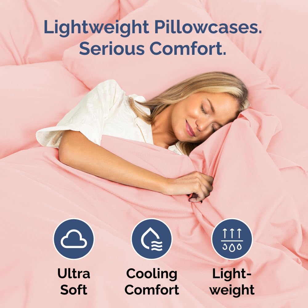 Standard Pillow Cases Set of 4 - Ultra Soft Hotel Quality Pillowcase Covers - Comfy Bedding for Women, Men, Kids & Teens - Machine…