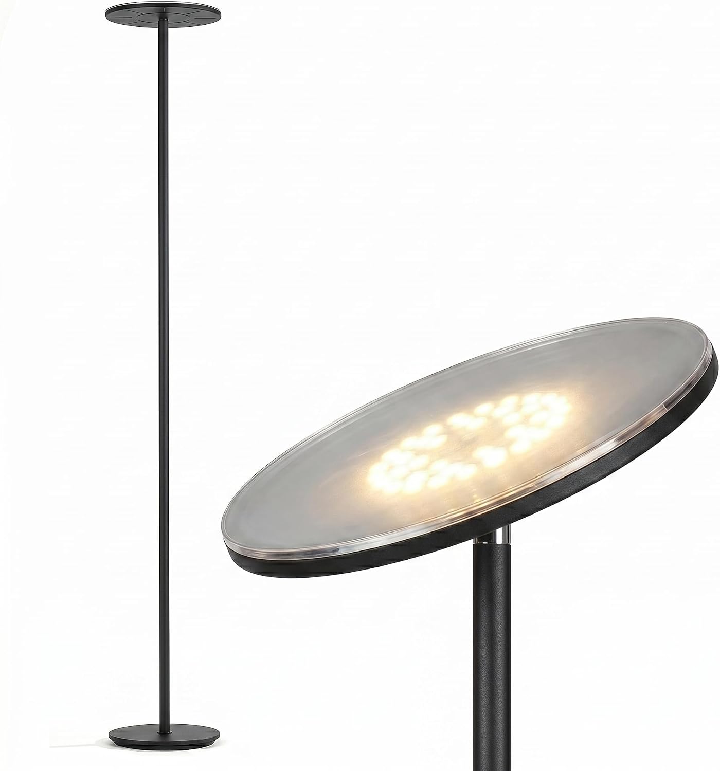 Brightech Sky LED Floor lamp, Torchiere Super Bright Floor Lamp for Living Room Decor & Office - Dimmable, Tall Standing Torch Lamp with Wa…