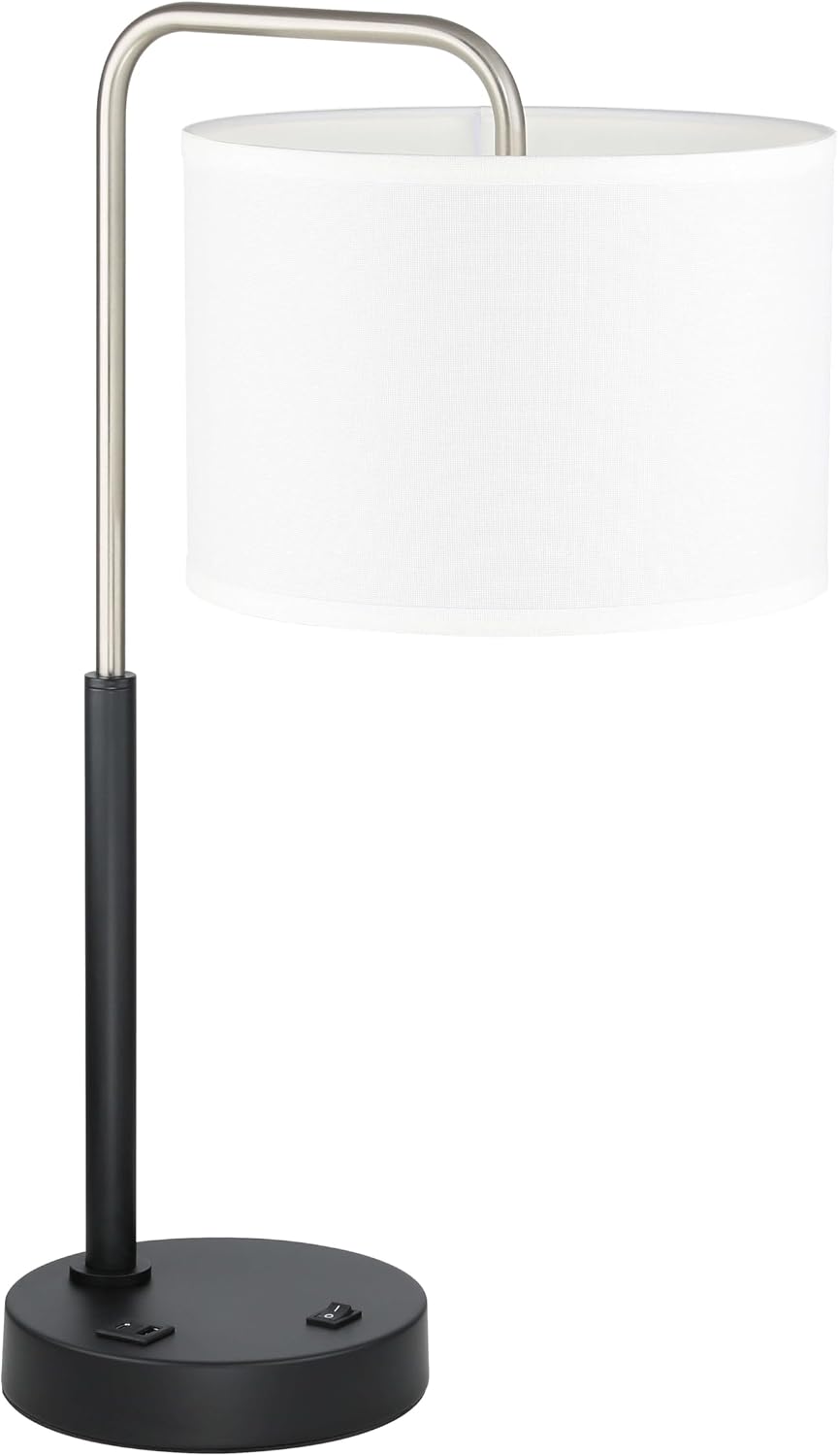 XiNBEi Lighting Bedside Table Lamp, Mid Century Modern Bedroom Desk Lamp Nightstand Table Lamp with USB Port & Drum Shade Brushed Nickel…
