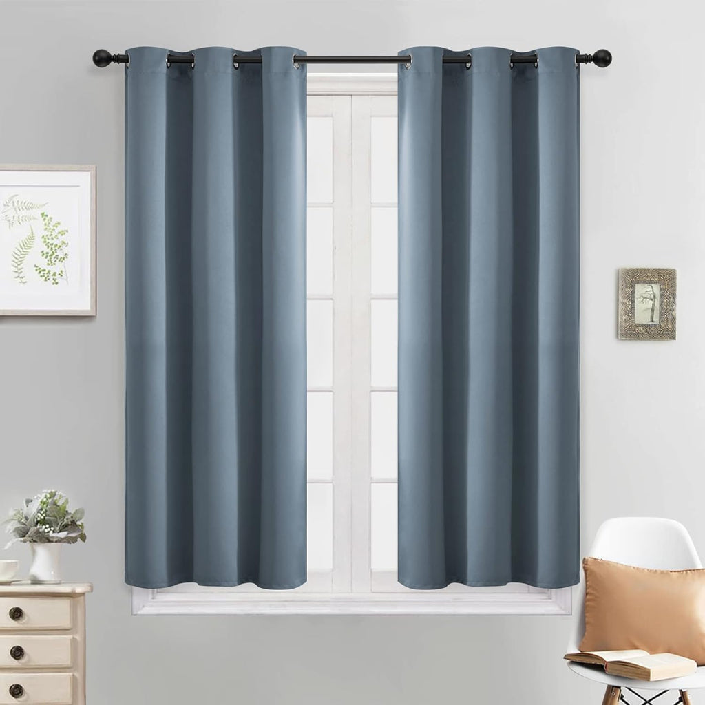 Yakamok Blackout Curtains Room Darkening Thermal Insulated Window Panels, Solid Grommet Top Drapes for Bedroom/Living Room(38x45 Inch…