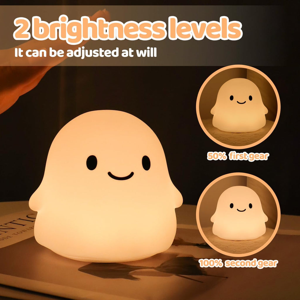 Rytinazzz Halloween Ghost Night Light, Color-Changing & 50-Hour Battery, Spooky-Cute Squishy Lamp for Kids, USB Rechargeable with Timer, Ha…