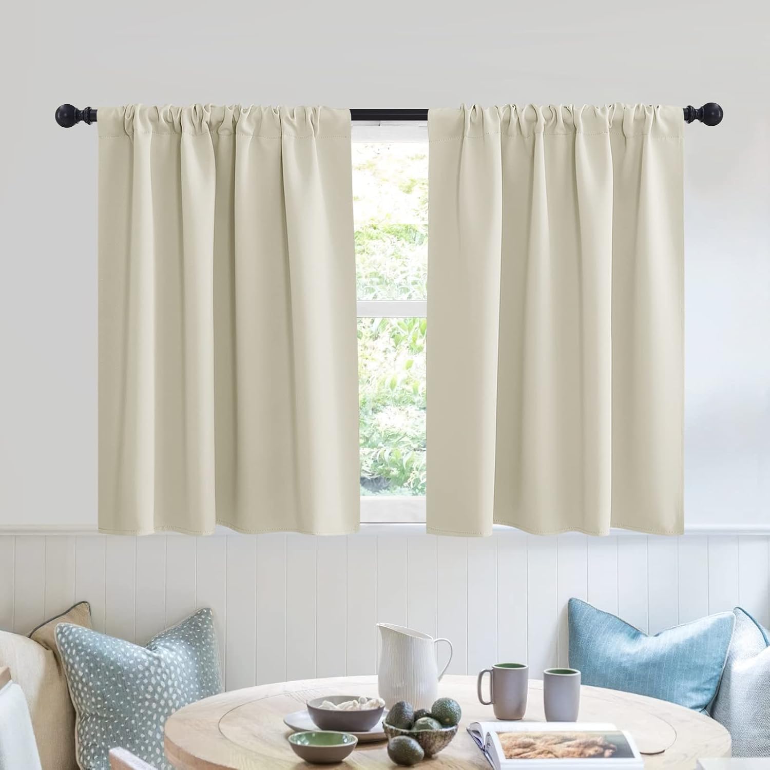 Rybhome RYB HOME Privacy Bathroom Window Curtains, Short Thermal Insulated Heat Blocking Privacy Rod Pocket Half Window Curtain Tiers for N…