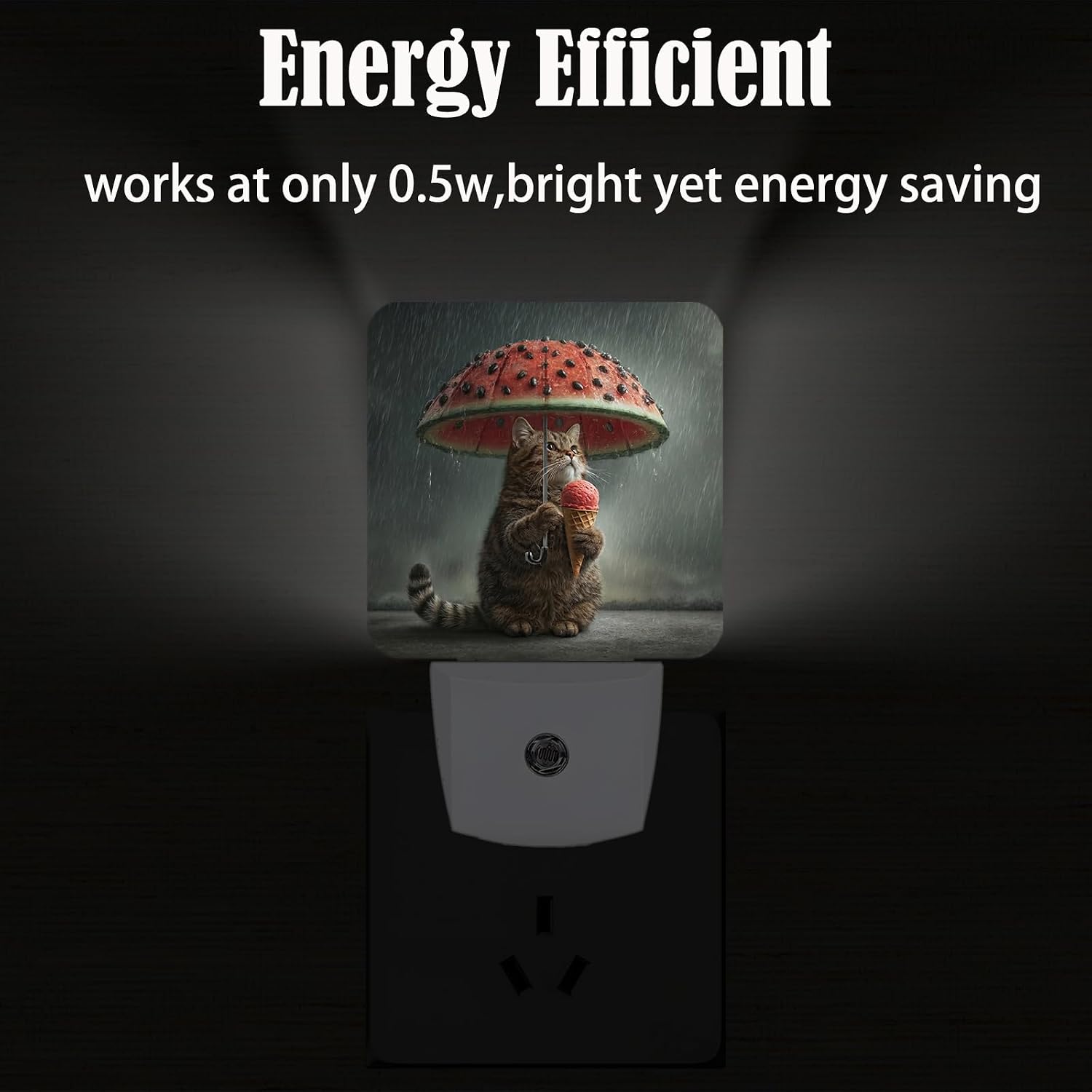 Cute Cat Holding Umbrella Night Light, Plug Into Wall with Dusk to Dawn Light Sensors, Warm Nightlights for…