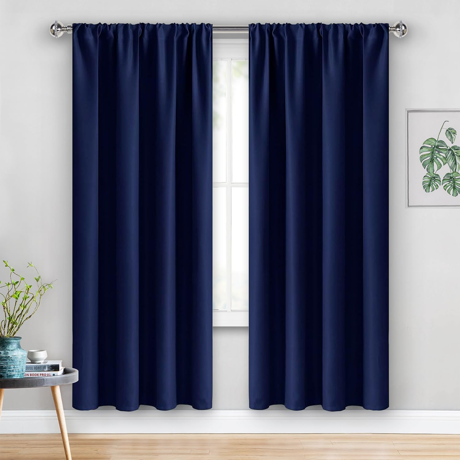 Jiuzhen Blackout Curtains for Bedroom - Thermal Insulated Room Darkening Rod Pocket Curtains for Living Room, Set of 2 Panels with Tiebacks…