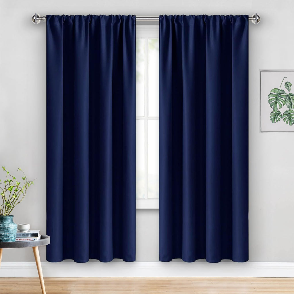 Jiuzhen Blackout Curtains for Bedroom - Thermal Insulated Room Darkening Rod Pocket Curtains for Living Room, Set of 2 Panels with Tiebacks…
