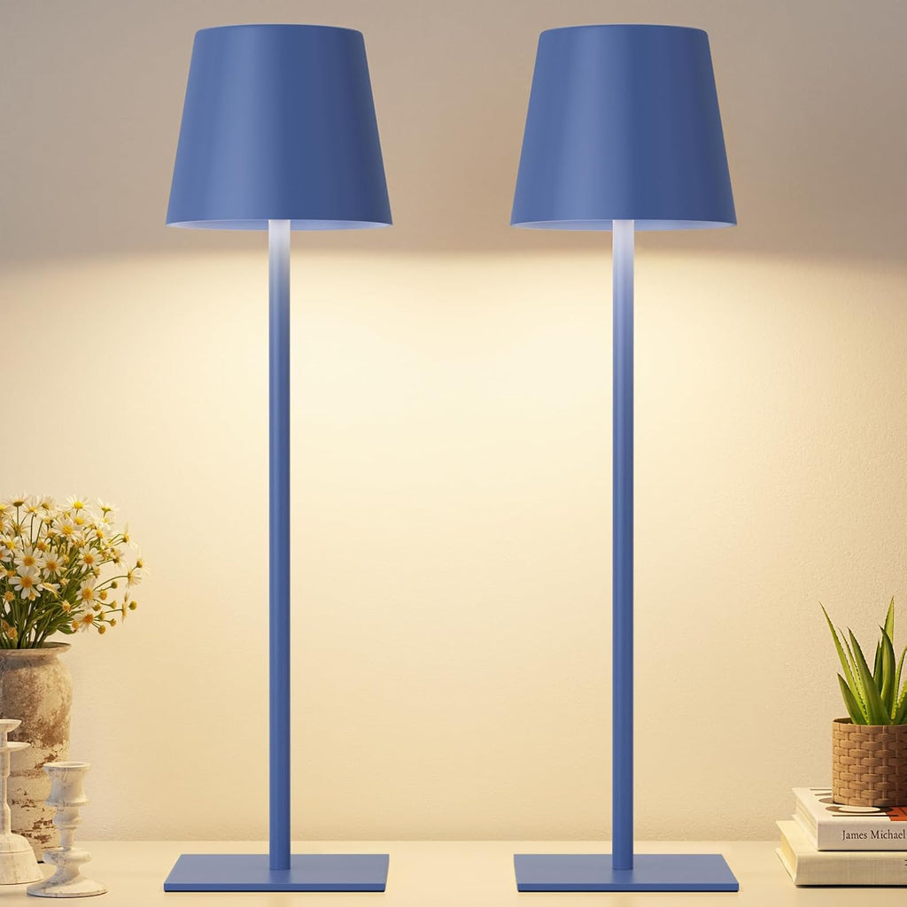 Kakanuo Navy Blue Rechargeable Table Lamp, 2 Pack Cordless Desk Lamp with 5000mAh Battery, Touch Control Stepless Dimming, Wireless Night…