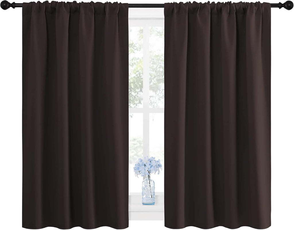 NICETOWN Blackout Curtain Panels 45 inches Long - Noise Reducing Thermal Insulated Solid Rod Pocket Window Drapes/Draperies for Kids Room…