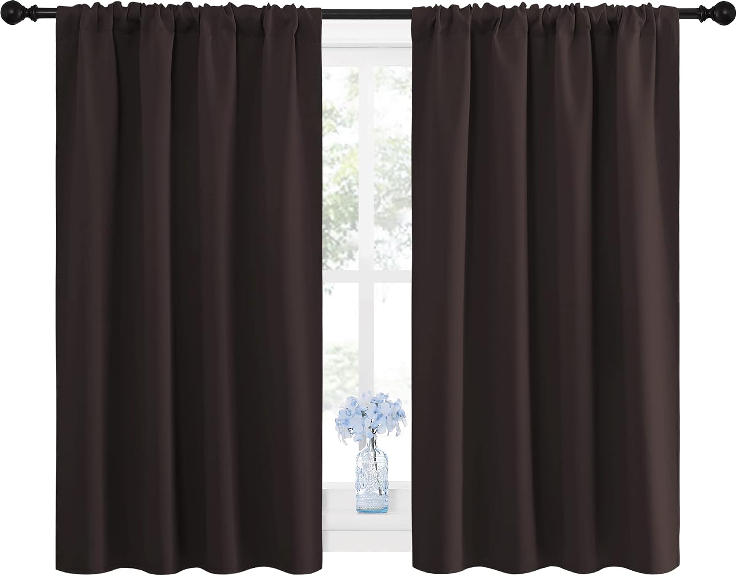 NICETOWN Blackout Curtain Panels 45 inches Long - Noise Reducing Thermal Insulated Solid Rod Pocket Window Drapes/Draperies for Kids Room…