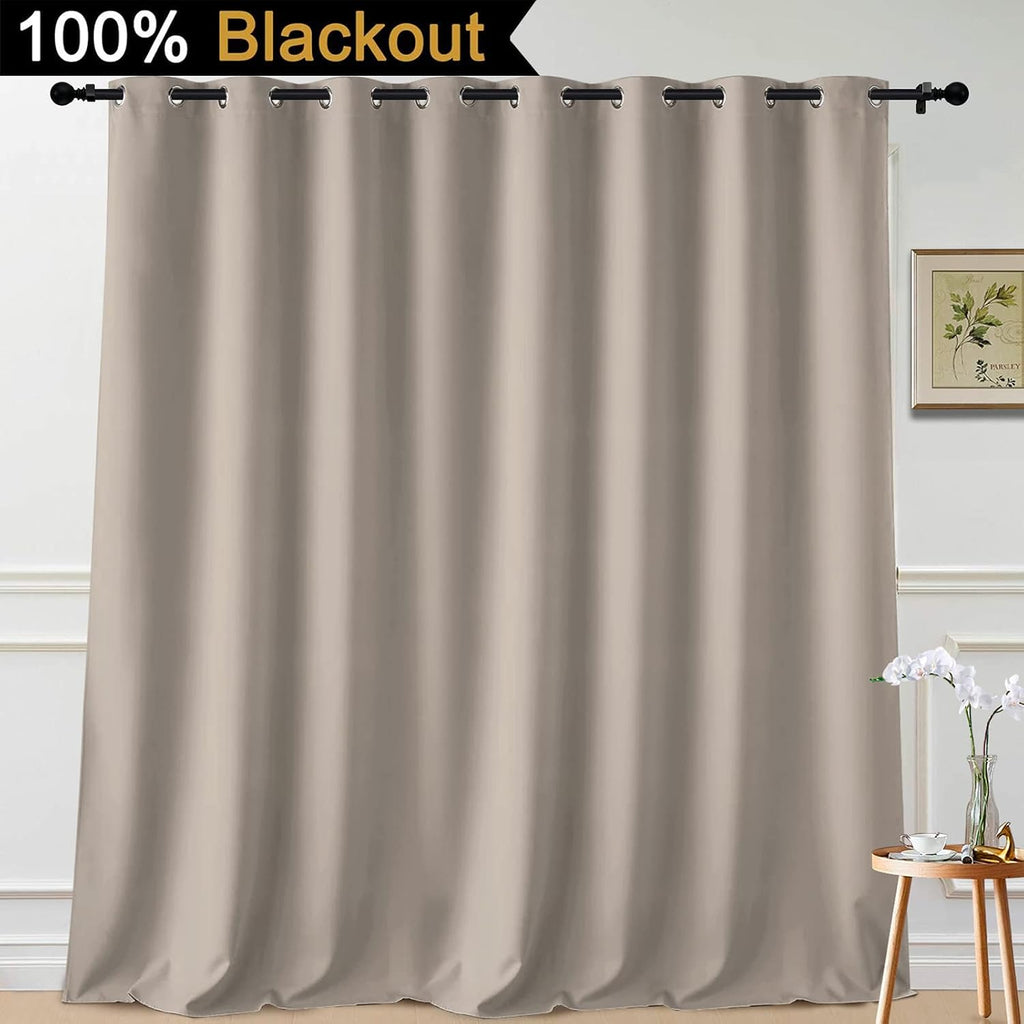 Yakamok Extra Wide 100% Blackout Curtains for Patio Door, Thermal Backing Sliding Glass Door Drape, Privacy Assured Window Treatment for…