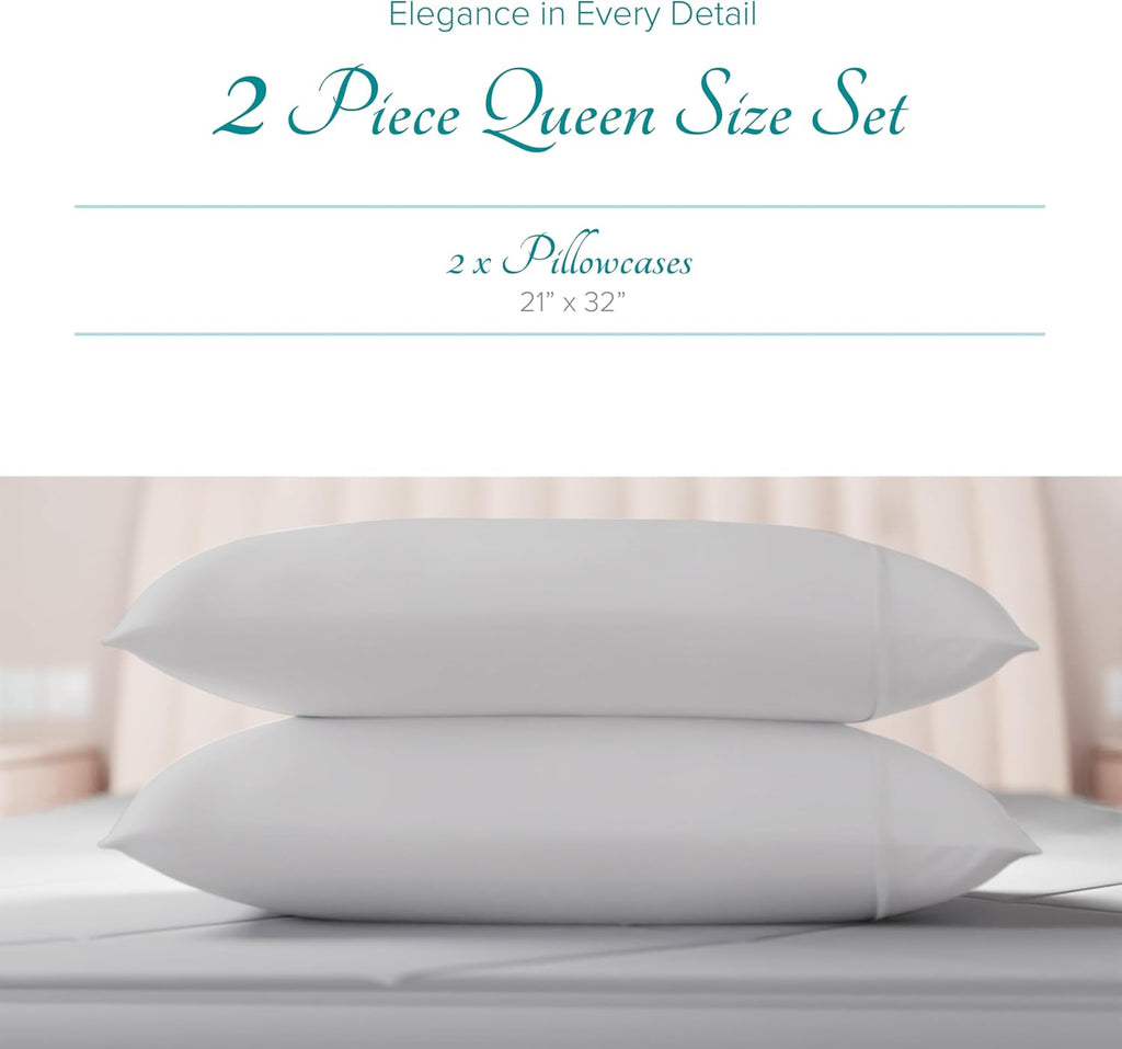 Carressa Linen 100% Egyptian Cotton Standard/Queen Size Pillow Cases Set of 2-800 Series Tulips Collection Queen Pillow Cover for…