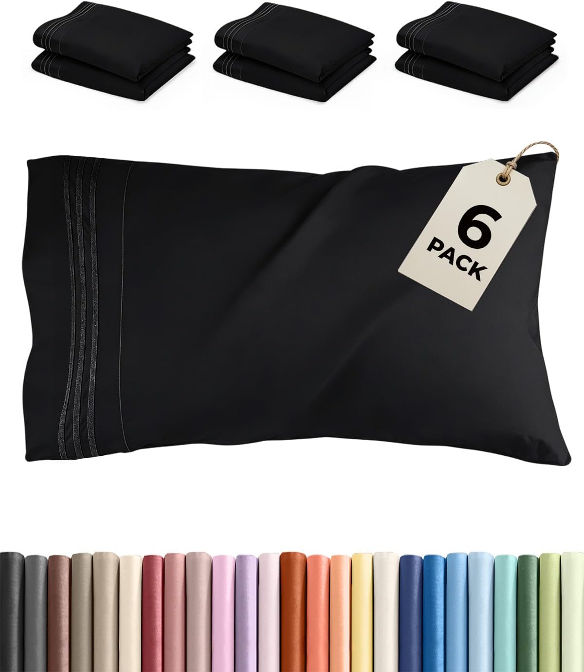 King Standard Pillow Cases Set of 6 - Ultra Soft Hotel Quality Pillowcase Covers - Comfy & Wrinkle Free - Shrink & Fade Resistant…