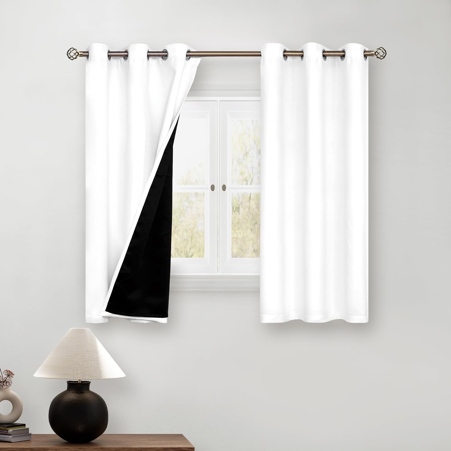 BGment Short 100% Blackout Curtains for Bedroom, Thermal Insulated Energy Efficiency Noise Reducing Grommet Curtains 54 Inch Length with Li…
