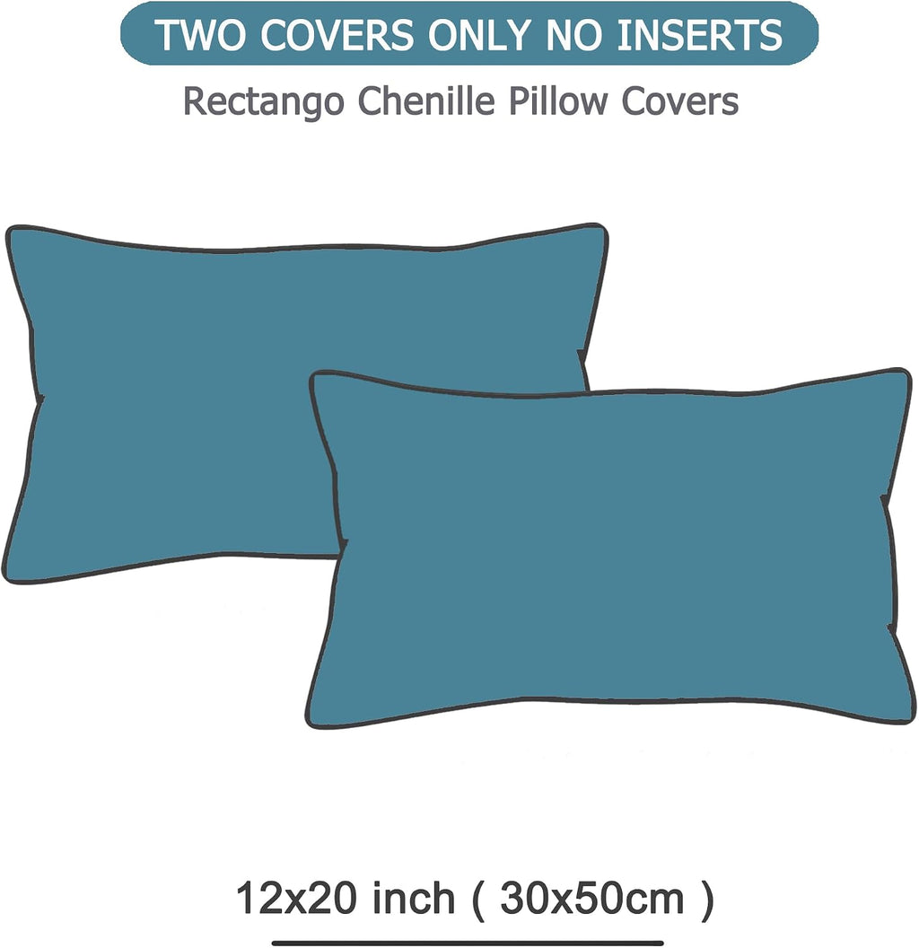 Gawamay Set of 2 Decorative Lumbar Soft Chenille Throw Pillow Covers 12x20 Inch (30x50 CM), Boho Farmhouse Cushion Cases, Couch Pillow Cove…