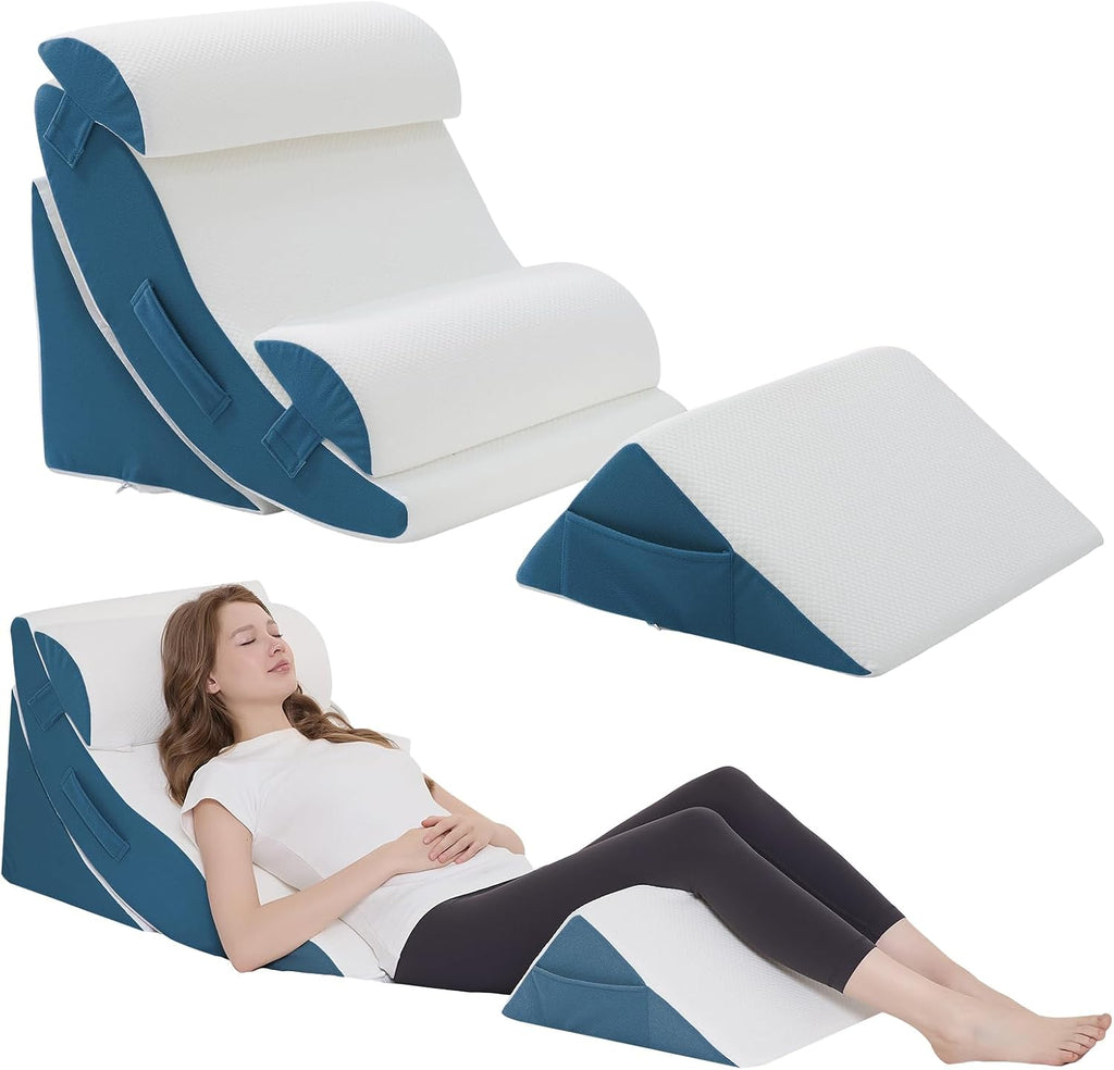 Ziixmile Wedge Pillow Set for After Surgery – 5PCS Orthopedic Bed Wedge Pillow Set for Sleeping, Body, Back and Leg Comfortable & Ad…