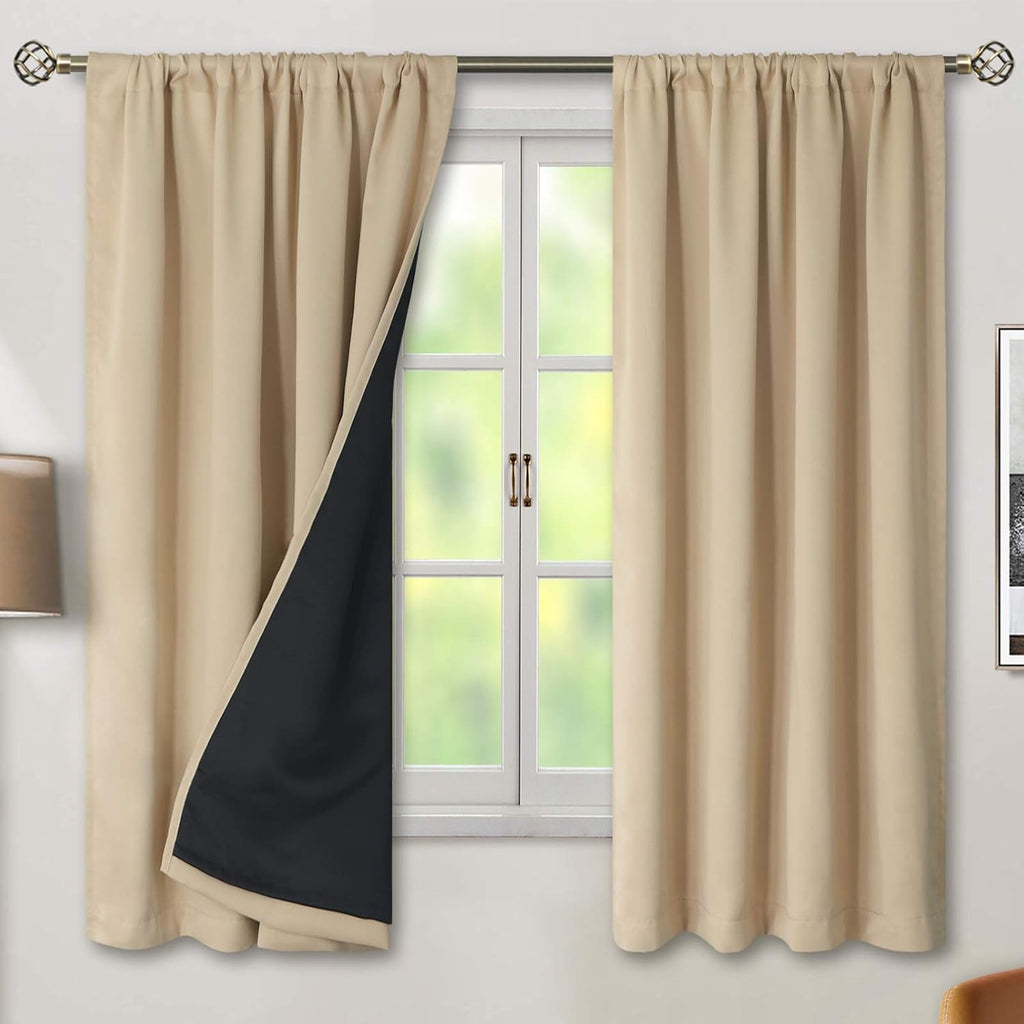 BGment Blackout Curtains for Living Room 63 Inch Length, 2 Panels Set Full Room Darkening Window Curtains, Thermal Insulated Noise Reduce…