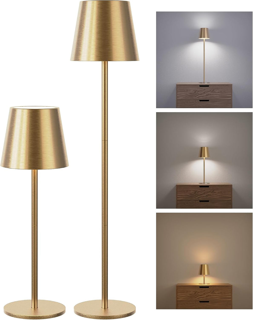 JACKYLED Cordless Table Lamps Rechargeable, 3 Adjustable Height, 5000mAh Battery Operated, 3 Colors Smooth Dimming, Portable LED…