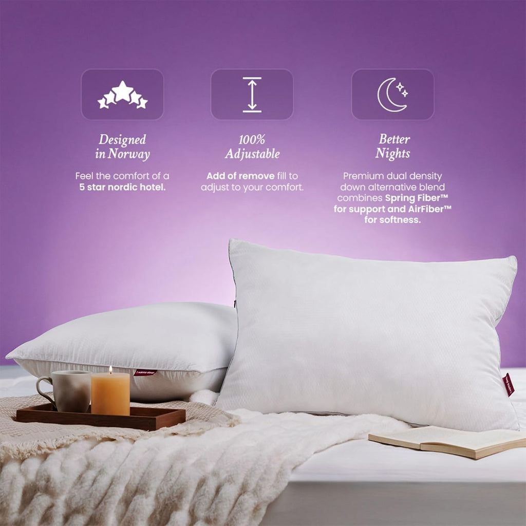 IWannaSleep IWS I WANNA SLEEP Oslo Hotel Collection Bed Pillows Standard/Queen Size Set of 2 - Original Down Alternative Pillow, Adjustable…