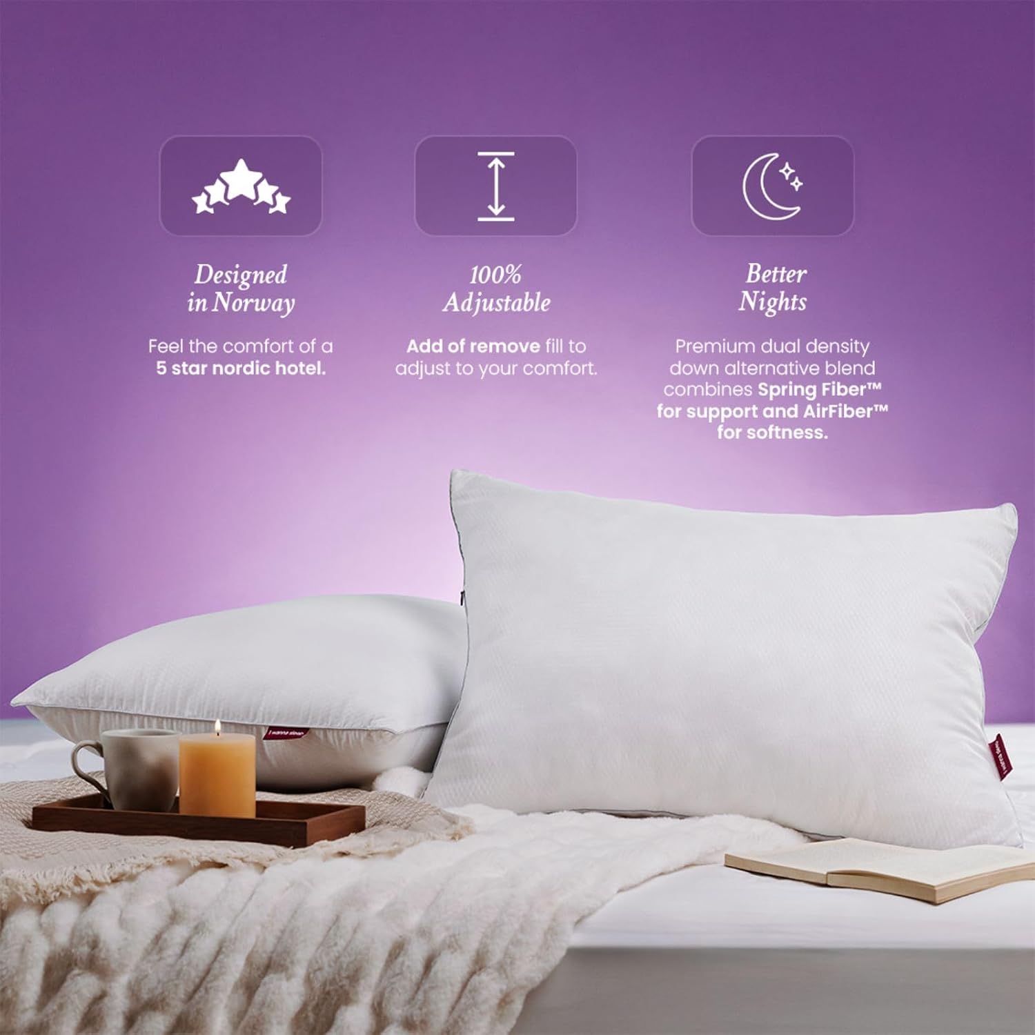 IWannaSleep IWS I WANNA SLEEP Oslo Hotel Collection Bed Pillows Standard/Queen Size Set of 2 - Original Down Alternative Pillow, Adjustable…