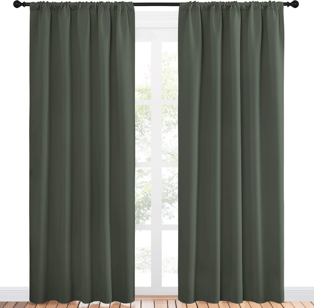 NICETOWN Bedroom Curtains Blackout Draperies - All Season Thermal Insulated Solid Rod Pocket Top Blackout Curtains/Drapes for Kid's Room…