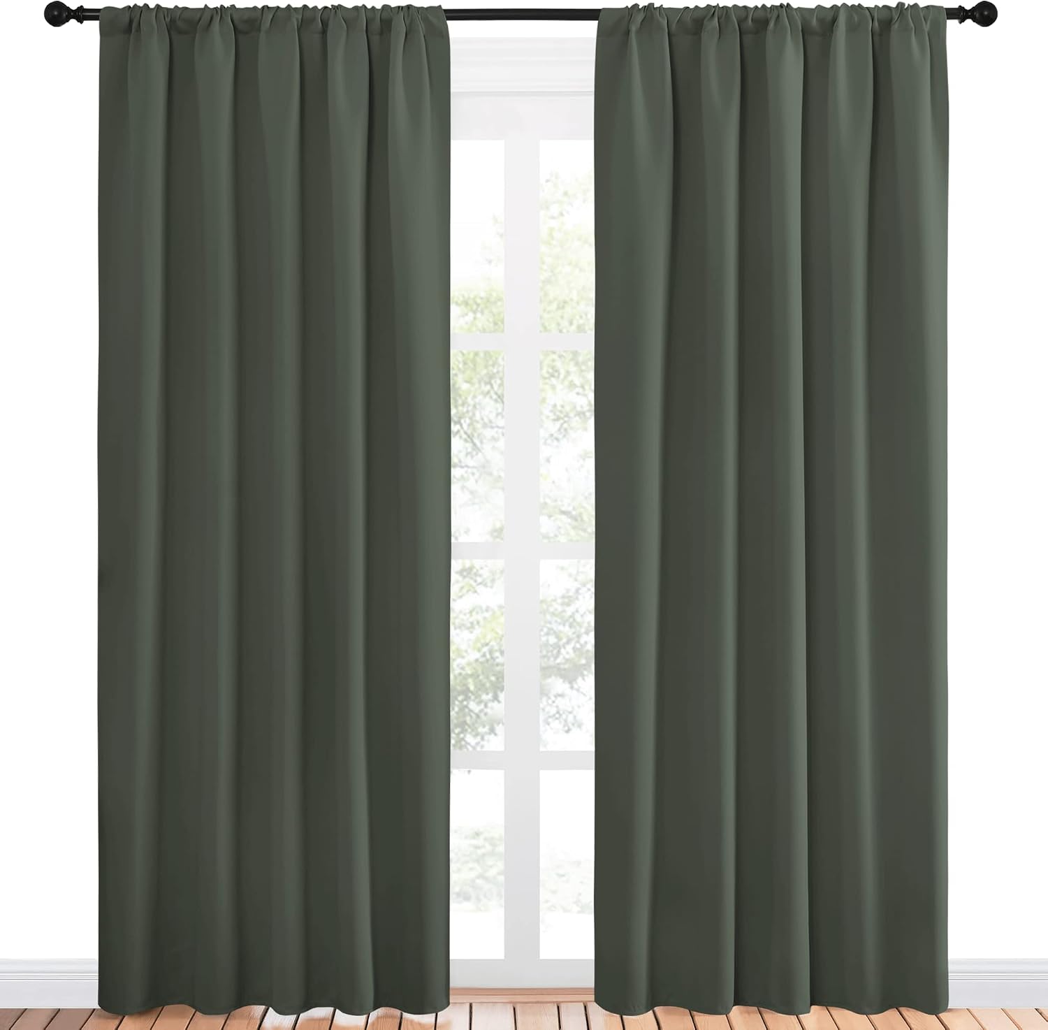 NICETOWN Bedroom Curtains Blackout Draperies - All Season Thermal Insulated Solid Rod Pocket Top Blackout Curtains/Drapes for Kid's Room…