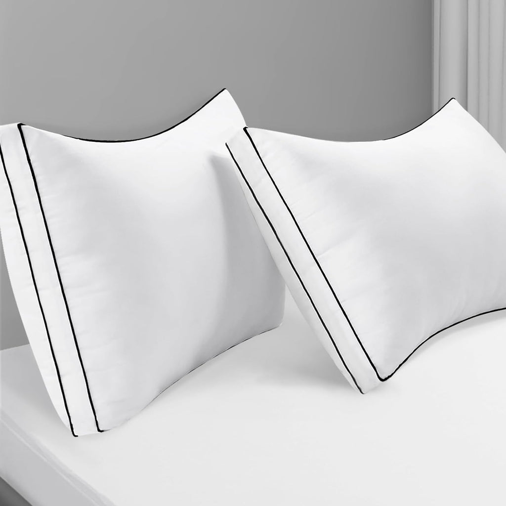 Chokit Pillows Queen Size Set of 2, Fluffy and Supportive 7D Down Alternative Bed Pillows, Luxury Soft Hotel Quality Gusseted Pillow for Si…