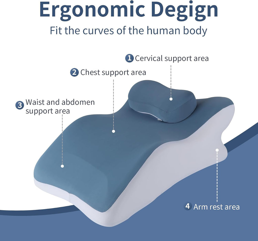 YouBath Reading Prone, Ergonomic Back Support Pillow for Bed Sitting Up Prone Pillow Face Down Sleep, Resting, Relaxing Back, with Washable…